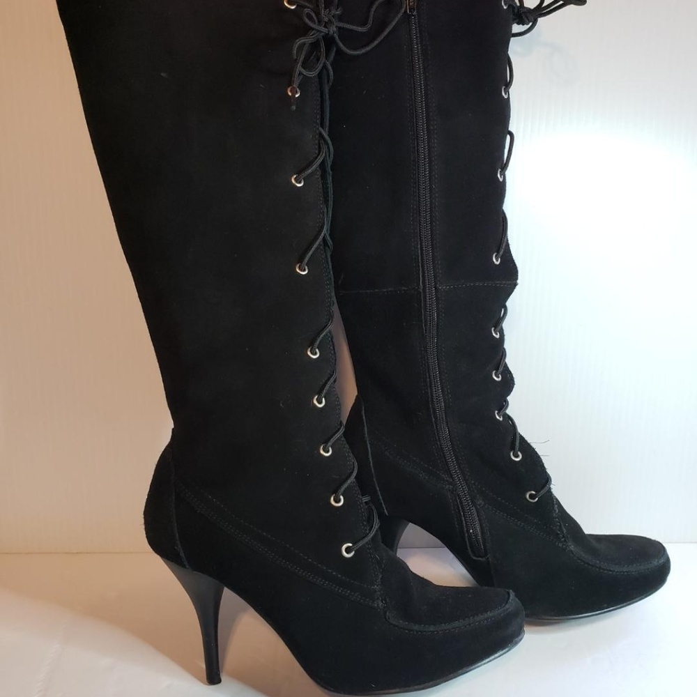 Black Stiletto Suede leather boots